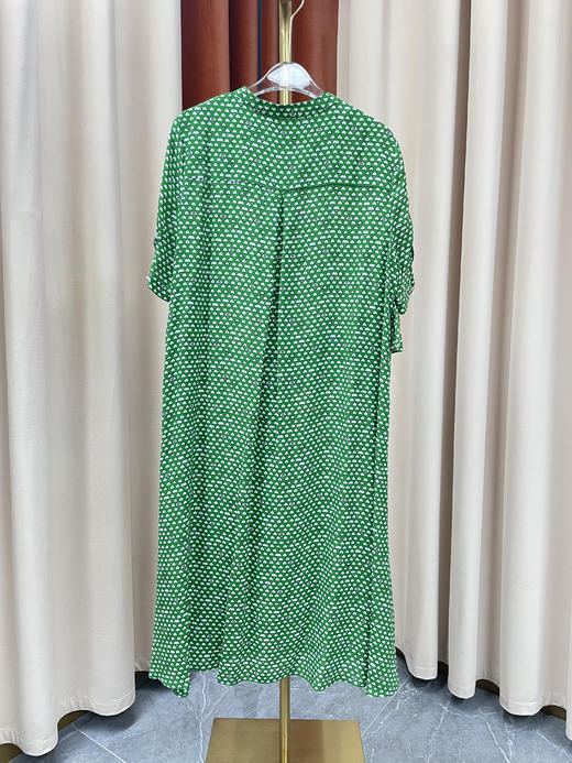 「断码清仓」复古绿不规则设计中长款桑蚕丝连衣裙 L码 ZFYY054 商品图3