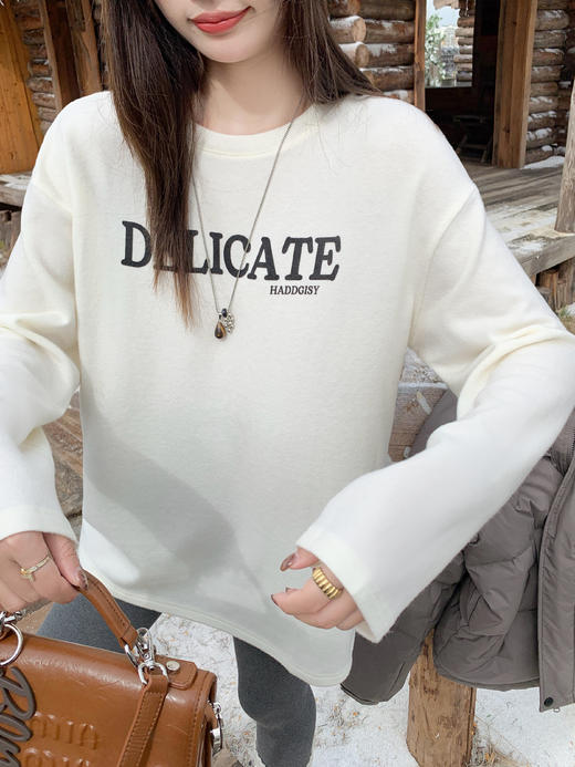 【149元任选2件】现货！米白色印花打底t恤内搭单穿长袖 商品图12