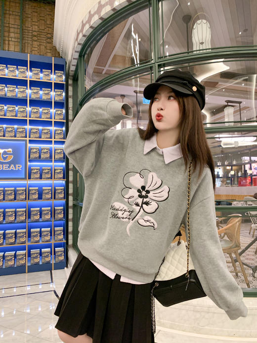 【179元任选2件】现货！灰色圆领无帽卫衣 商品图13