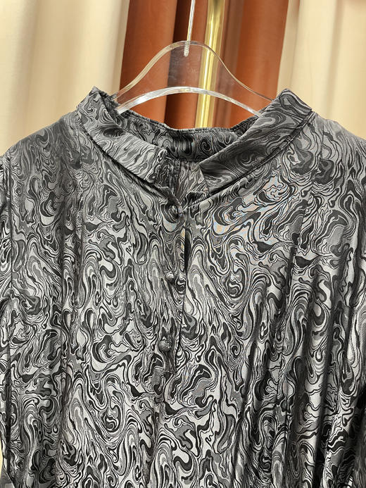 「断码清仓」复古蓝五分袖桑蚕丝收腰长裙 2XL ZFYY047 商品图1