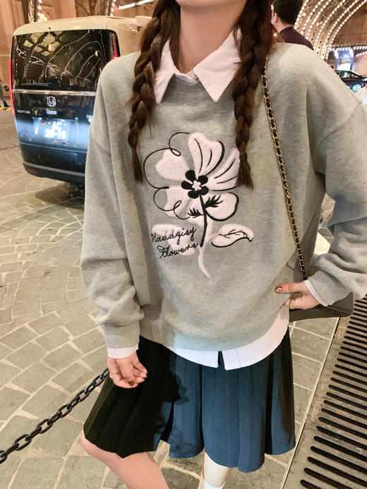 【179元任选2件】现货！灰色圆领无帽卫衣 商品图6