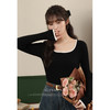 鹿向南「冬日暖阳」撞色方领打底针织衫女秋新款法式修身长袖T恤 商品缩略图1