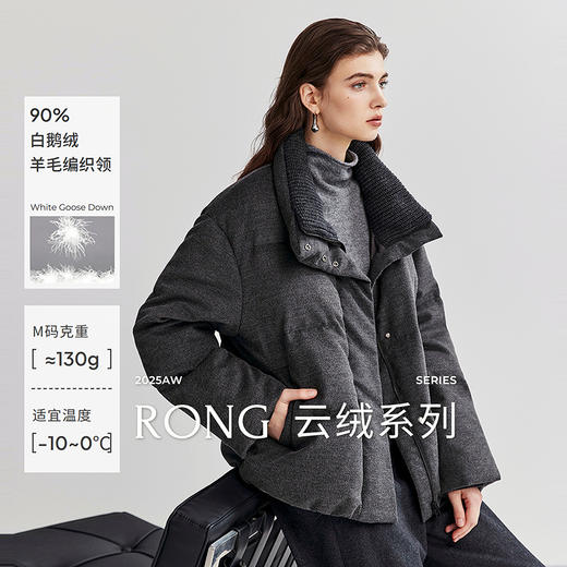 棉仓367615007-含羊毛编织领短款羽绒服 商品图0