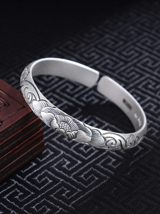 子佩集S999银【繁花祥云】手工纯银手镯原创设计【55011208】2503 商品图0