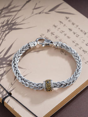 子佩集S925银【古韵绅华】手链【YFSL013】纯银仿古金珠转运交织镀金2503