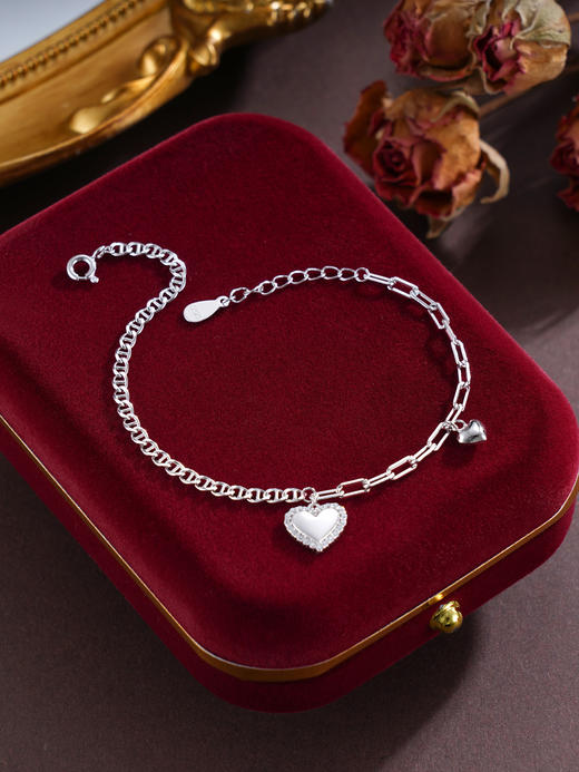 子佩集S925银【心跳信号】手链【BD0080137】纯银爱心2503 商品图0