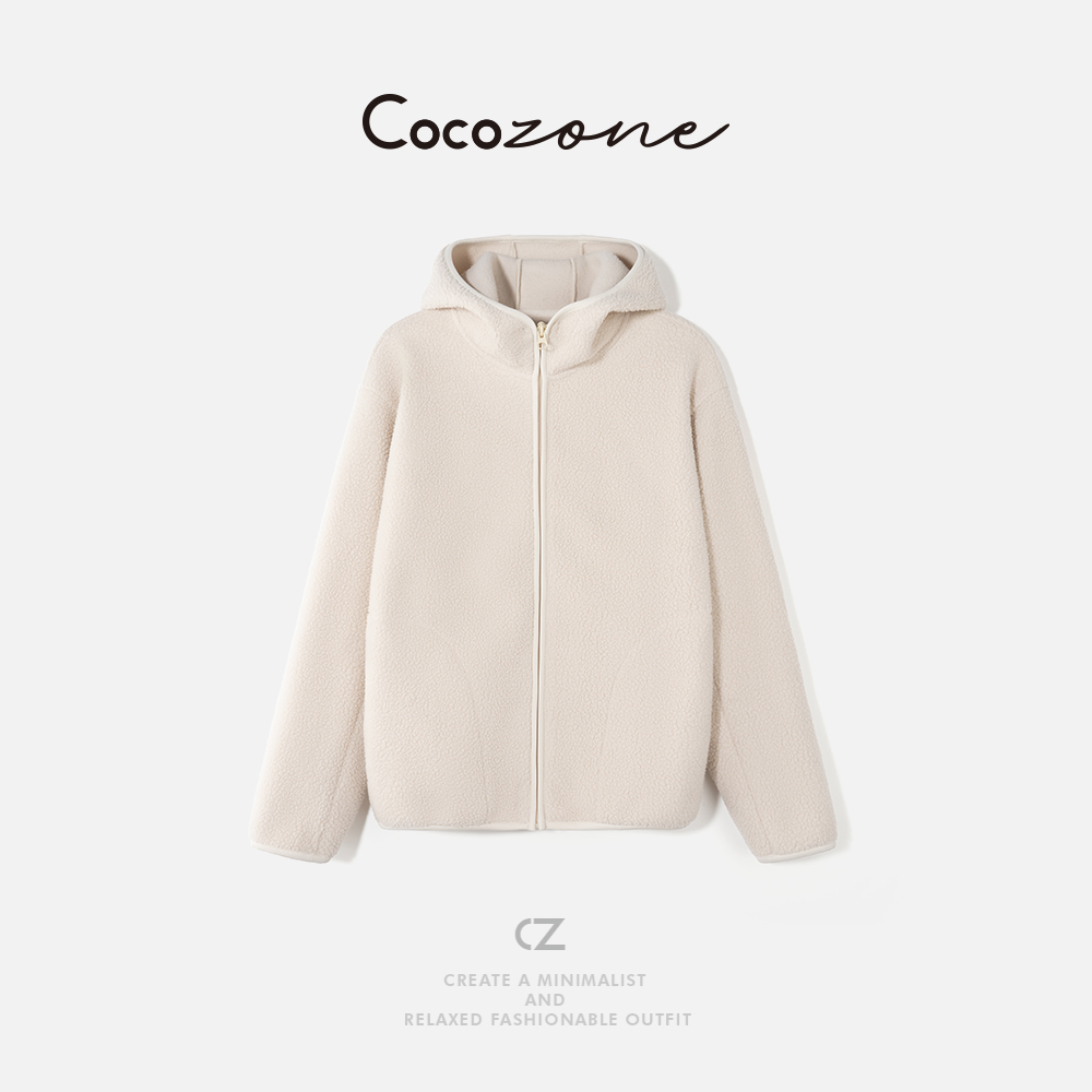 COCO ZONE 刘 一一 “杏仁”纯色连帽拉链外套 CD1A1726