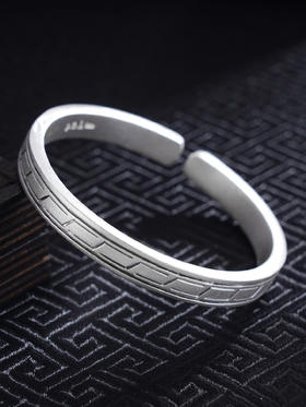 子佩集S999银【富贵回纹】手工纯银手镯原创设计【55082250】2503