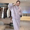 【小香风长袖长裤保暖套装】珊瑚绒加绒加厚立领开衫拉链睡衣家居服女 商品缩略图3