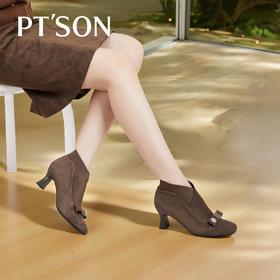 百田PMD25833森法式小踝靴子女高跟短靴子增高女靴配裙子短靴