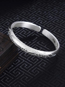 子佩集S999银【荷塘月色】手工纯银手镯原创设计【55021111】2503