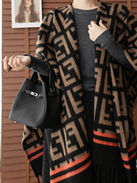 保暖25%羊毛10%羊绒 品牌订单披肩保暖围巾 商品图9