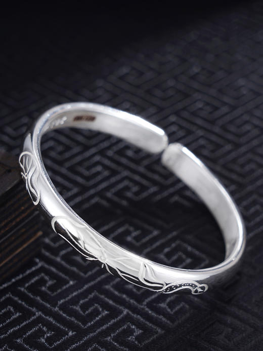 子佩集S999银【莲叶田田】手工纯银手镯原创设计【55021109】2503 商品图0