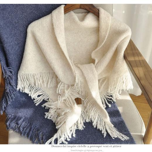 休闲围巾女流浪感仿羊绒流苏针织三角巾百搭保暖披肩多功能围脖 商品图3