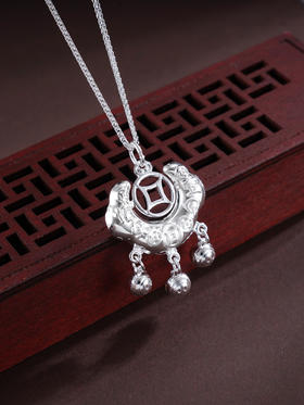 子佩集S999银【钱宝风华】套链【SB000340】纯银项链儿童钱币锁2503