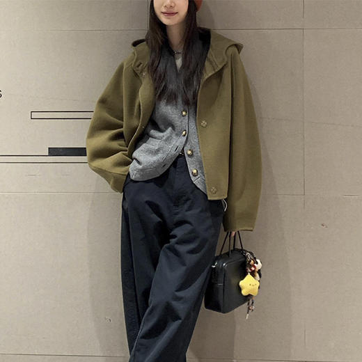 裁缝学苑AQ568连帽双面羊毛毛呢外套纸样女装新款短款长袖上衣样板 商品图3