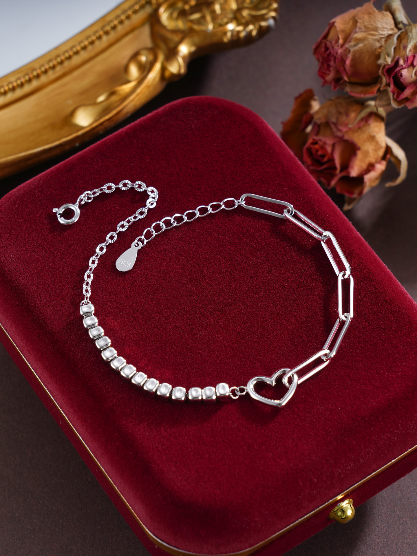 子佩集S925银【动情】手链【BC0080138】纯银爱心2503