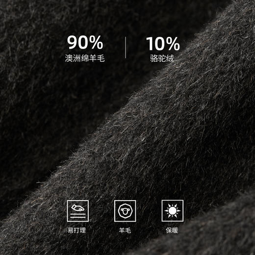 棉仓367823008-羊毛骆驼绒老钱风大翻领毛呢大衣男秋冬双面呢长款呢子外套 商品图2