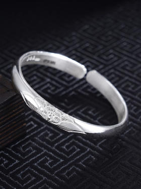 子佩集S999银【晨光染蕊】手工纯银手镯原创设计【55021101】2503