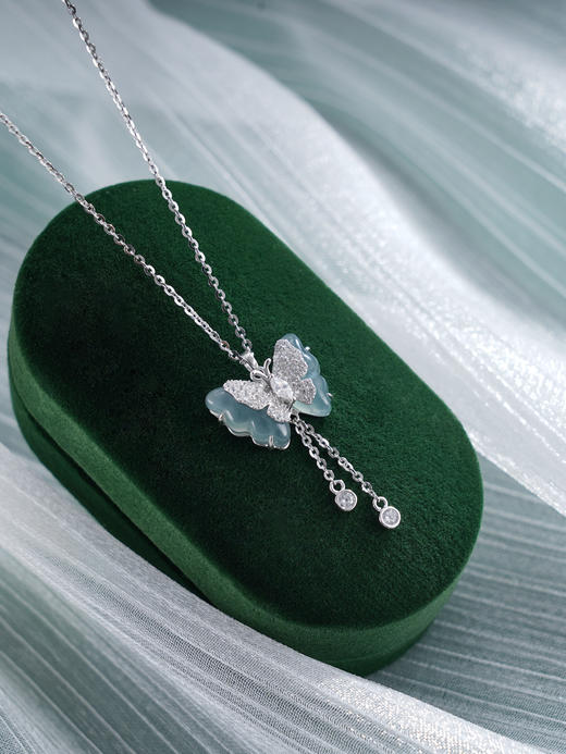 子佩集S925银【蝴蝶之夏】套链【YL-7270】纯银项链时尚翡翠蝴蝶项链2503 商品图0