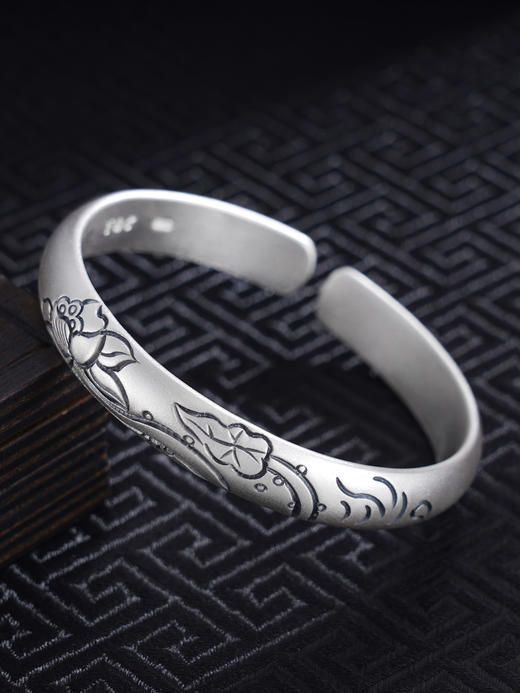 子佩集S999银【荷塘清梦】手工纯银手镯原创设计【55021237】2503 商品图0