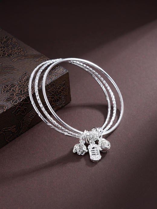 子佩集S999银【吉祥如意】手镯【SZ000725】纯银三个圈2503 商品图0