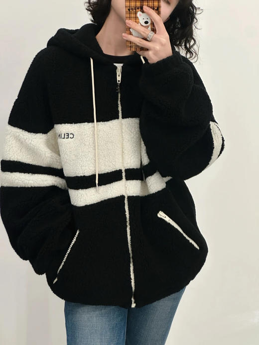 中性款毛绒连帽外套he008 商品图4