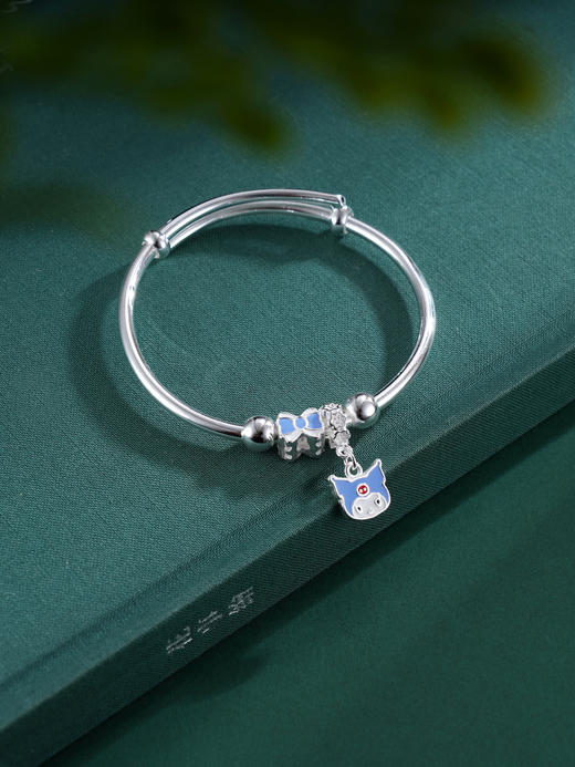 子佩集S999银【甜蜜米宝】童镯【TZ000883】纯银儿童蓝色笑脸蝴蝶结2503 商品图0