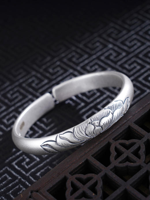 子佩集S999银【芙蓉花海】手工纯银手镯原创设计【55021227】2503 商品图0