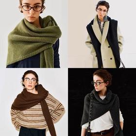 羊毛披肩女韩版高级感秋冬季外搭三角巾护颈保暖围巾纯色百搭围脖