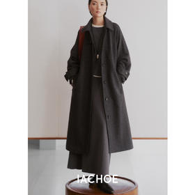 棉仓3461566001-秋冬新品鱿鱼大衣 长款单排扣羊毛毛呢保暖外套