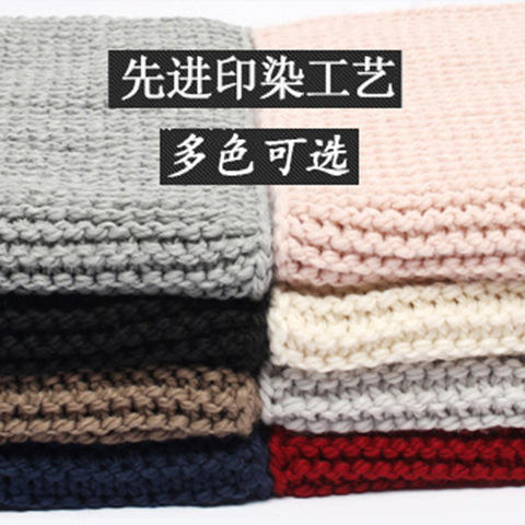 新款韩版手工粗毛线纯色针织围巾女秋冬女士围巾加厚学生情侣围巾 商品图4