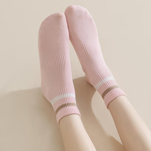 【袜子女四季款棉袜中筒袜】吸汗透气无骨运动棉袜多巴胺条纹女中筒袜 商品图4