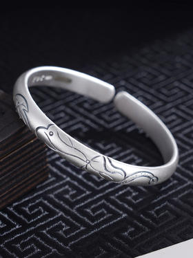 子佩集S999银【荷叶涟涟】手工纯银手镯原创设计【55021209】2503