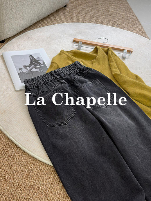 专柜实拍【遮胯显瘦小直筒】拉夏贝尔/La Chapelle复古水洗牛仔裤~松紧高腰！梨形/苹果型显瘦神裤 商品图5