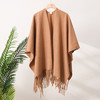 高级感纯色外搭加厚羊毛开叉大披肩女士披风斗篷冬季保暖护肩颈围 商品缩略图3