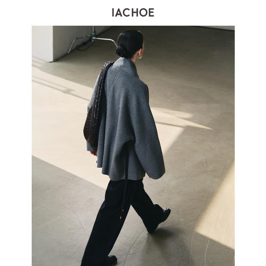 棉仓3671566008-羊毛羊绒双面呢ROW腰带浴袍大衣女 25秋冬短款收腰毛呢外套 商品图3