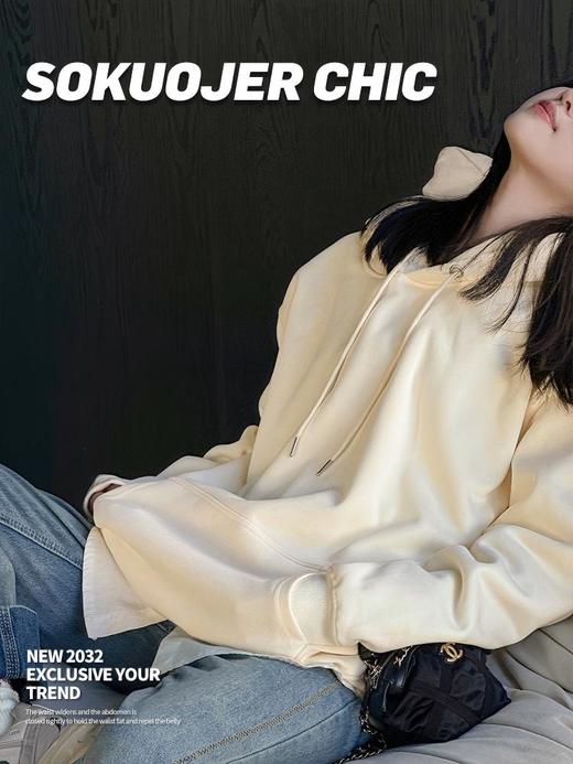 （圆领卫衣&连帽卫衣两款任选，高品质！）美式重磅卫衣 oversize慵懒运动上衣秋冬保暖套头休闲长袖 商品图1