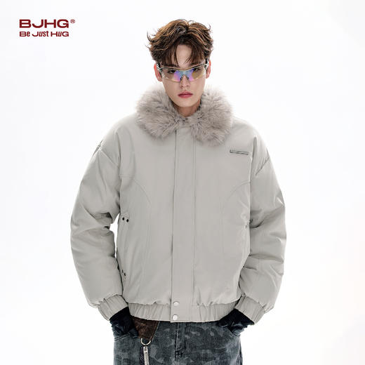 BJHG不计后果毛领羽绒服男款冬季90绒美式复古面包服防寒厚外套女 商品图2