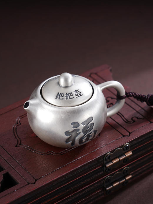 子佩集S999银【福壶相遇】手把件【SBJ972】纯银手把件壶盖可转动2503 商品图0