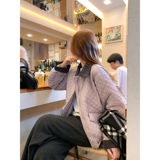 <曾小咸推荐>现货秒杀 ！微信超特价！撞色翻领菱格棉服 日常329.99 立减190 秒杀139.99！！ 商品图4