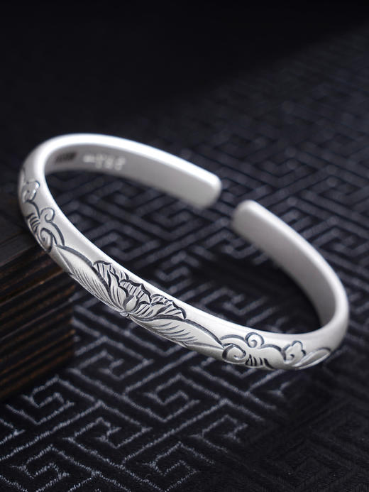 子佩集S999银【荷影摇曳】手工纯银手镯原创设计【55021211】2503 商品图0