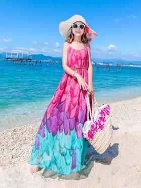 「断码清仓」浪漫波西米亚吊带沙滩长裙  ZFYY104