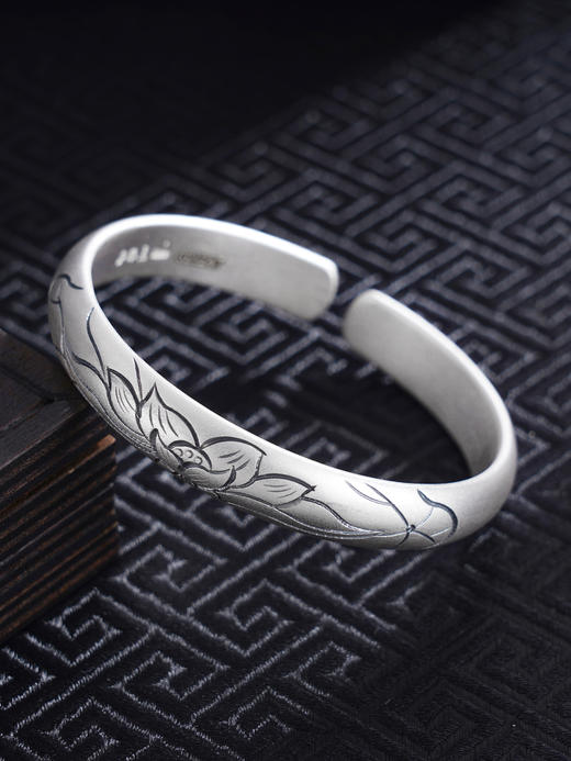 子佩集S999银【荷塘潋滟】手工纯银手镯原创设计【55021247】2503 商品图0