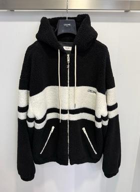 中性款毛绒连帽外套he008