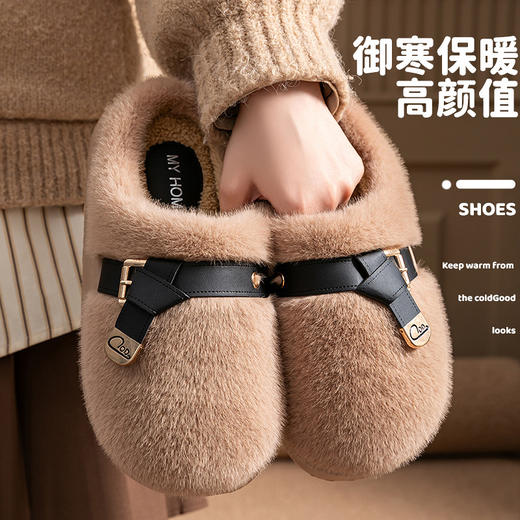 【网红款❗️高颜值毛毛拖鞋 】女款冬天时尚外穿棉拖鞋 厚底防滑保暖居家毛绒棉拖鞋 商品图0