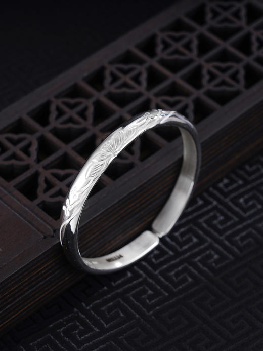 子佩集S999银【芙蓉出水】手工纯银手镯原创设计【55021114】2503 商品图0