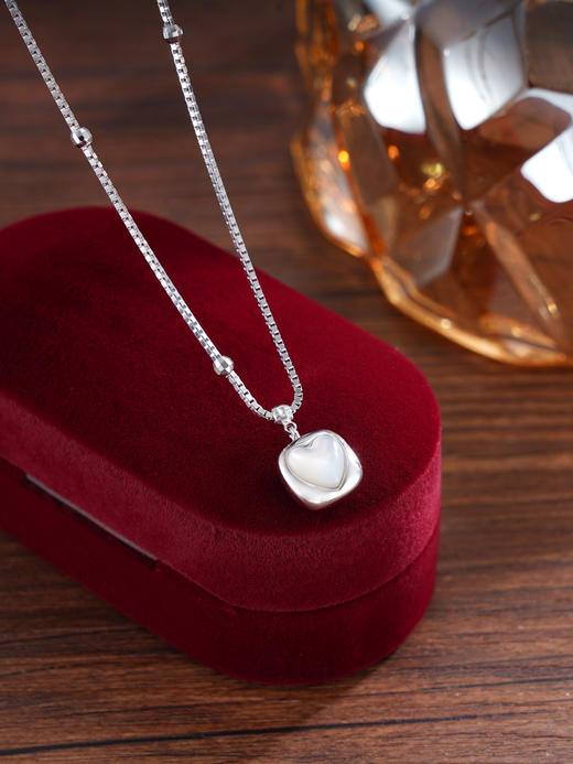 子佩集S925银【柔恋心曲】套链【FYL-1345】纯银项链时尚爱心贝母2503 商品图0