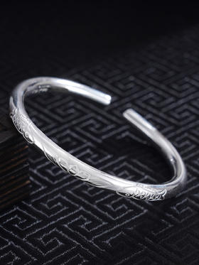 子佩集S999银【临花照水】手工纯银手镯原创设计【55023134】2503