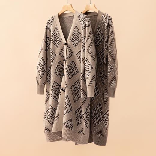 【Du特牛角扣】100纯山羊绒！宽松加厚大衣开衫外套女CYR240124 商品图3